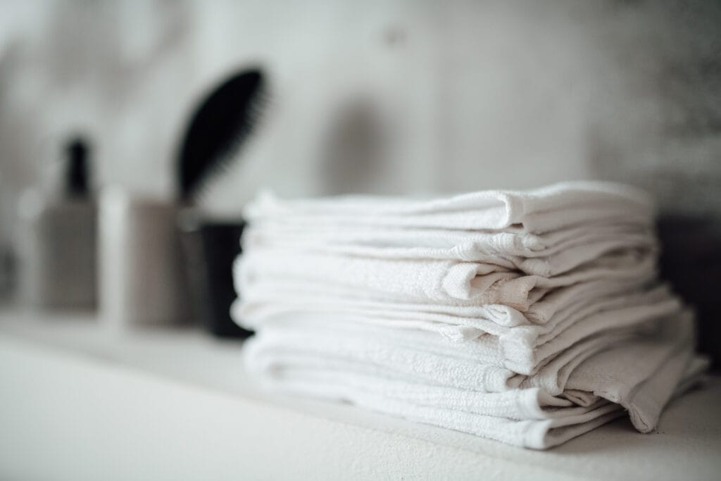 Stack of white cloth towels